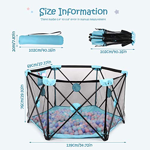 Lightweight Baby Playpen with Breathable Mesh and Carry Bag