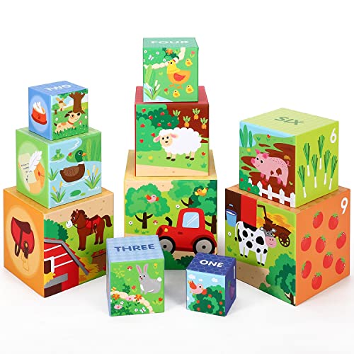 Farm Animal Stacking Cubes - Educational Montessori Toy
