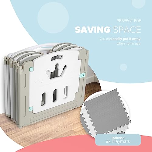 KIDOOLA Baby Playpen with Activity Panel and Playmats