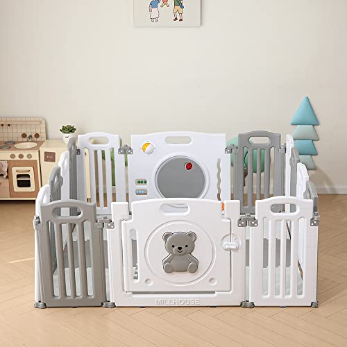 Foldable Baby Playpen with Activity Panel and Play Mats