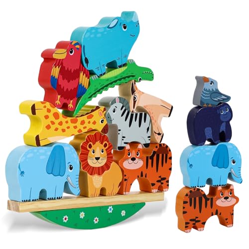 Animal Stacking Toy: Wooden Balance Blocks - Toddler