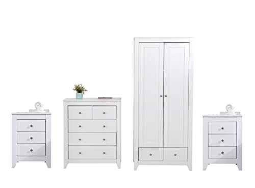 Modern White Wooden 4-Piece Bedroom Furniture Set