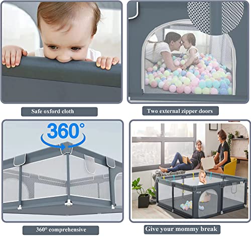 Breathable Baby Playpen with Zipper Door, Large Activity Center