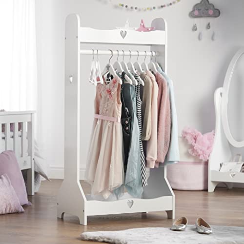 Kids White Wooden Dress Up Rail for Bedroom