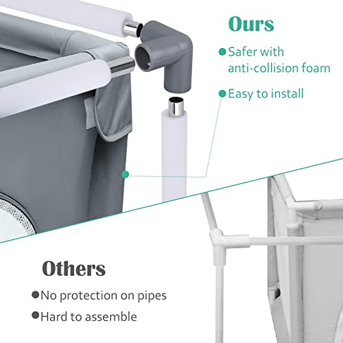 Large Grey Baby Playpen with Anti-Collision Foam