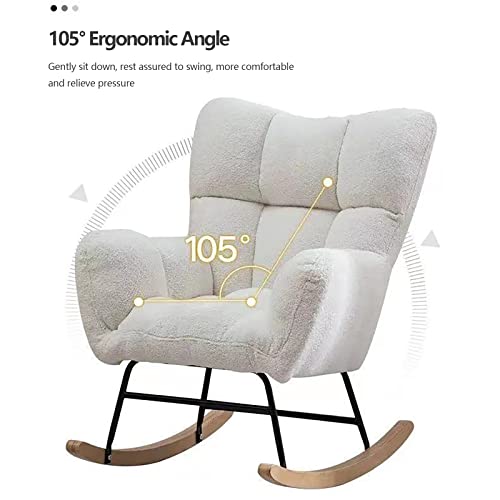 White Rocking Nursing Chair with Stool for Baby Nursery