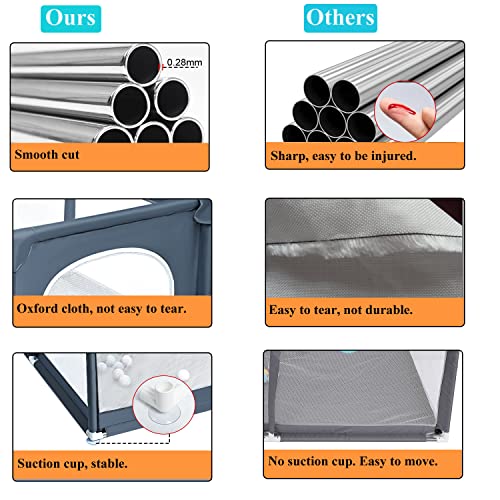 Breathable Baby Playpen with Zipper Door, Large Activity Center