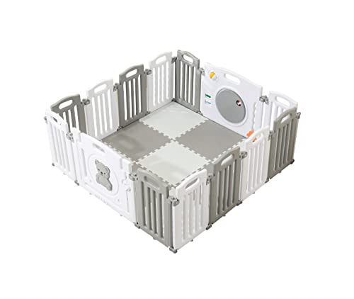 Foldable Baby Playpen with Activity Panel and Play Mats