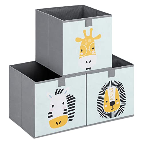 Kids Storage Cubes Set - Animal Design - Mint Green