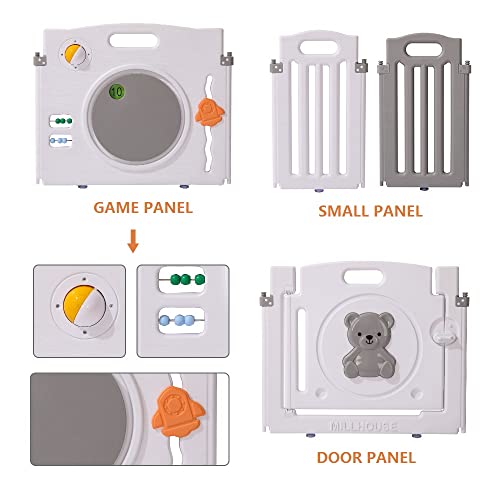 Foldable Baby Playpen with Activity Panel and Play Mats