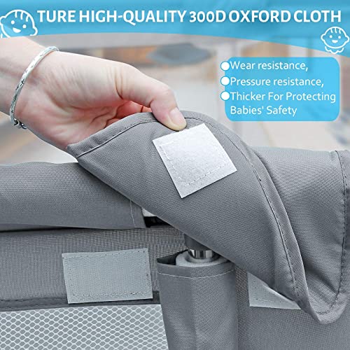 Large Grey Baby Playpen with Anti-Collision Foam