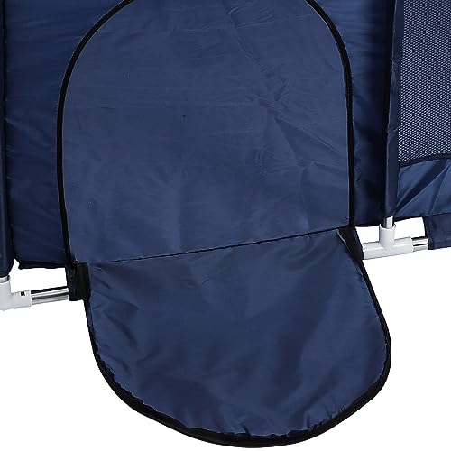 Large Portable Baby Playpen with Basketball Hoop - Blue