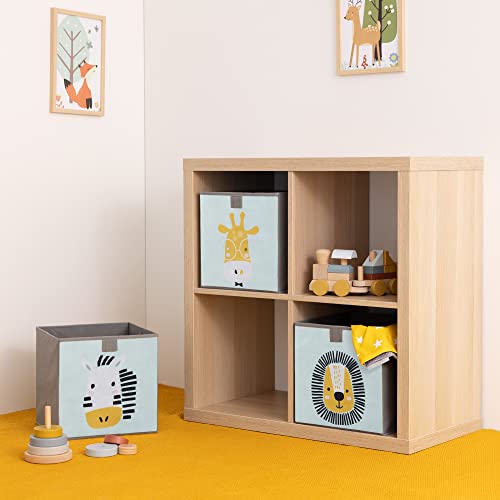 Kids Storage Cubes Set - Animal Design - Mint Green