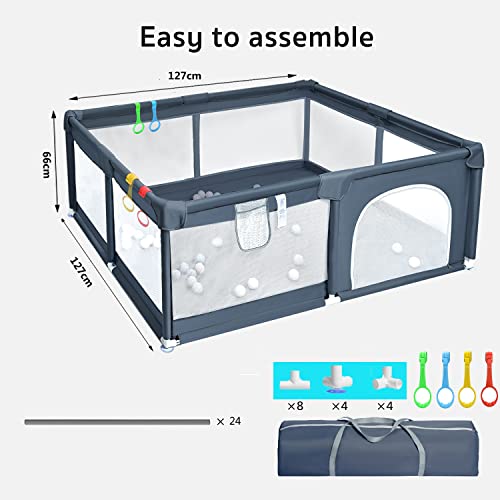 Breathable Baby Playpen with Zipper Door, Large Activity Center