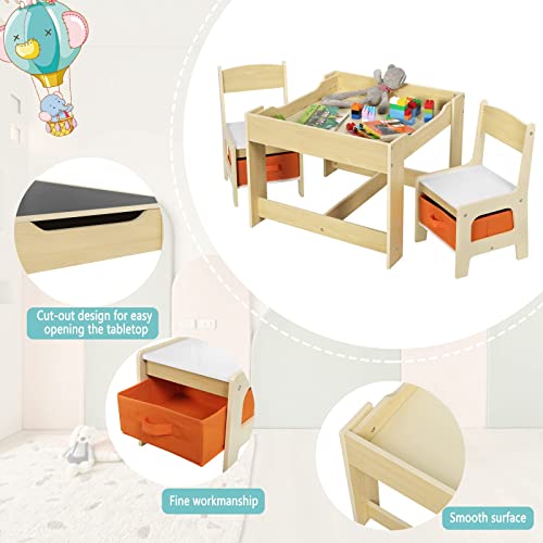 WOLTU Kids' Table and Chair Set, Wooden, Natural Wood