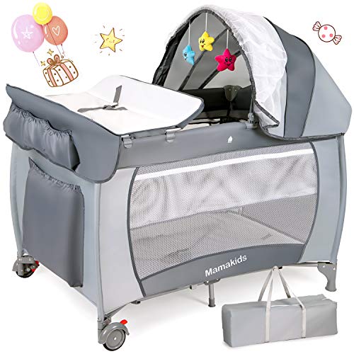 Hadwin Travel Cot - 2 in 1 Baby Crib (Grey)