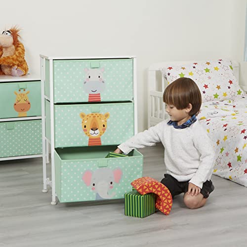 Jungle-themed Kids Chest of Drawers with 3 Bins