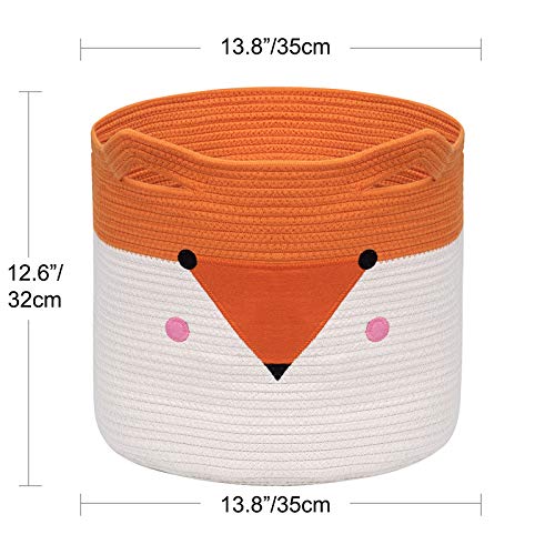 Foldable Cotton Rope Laundry Basket for Kids, Cute Animal Design