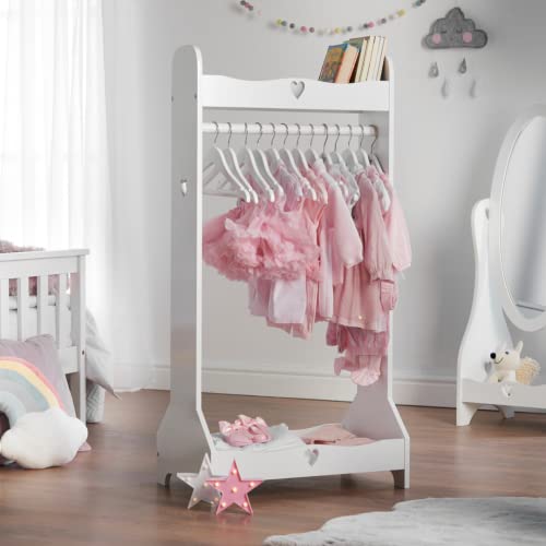 Kids White Wooden Dress Up Rail for Bedroom