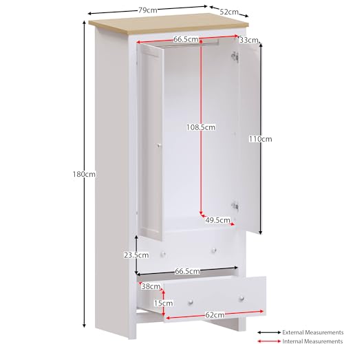 Arlington Wardrobe: 2 Door, 2 Drawer Baby Storage