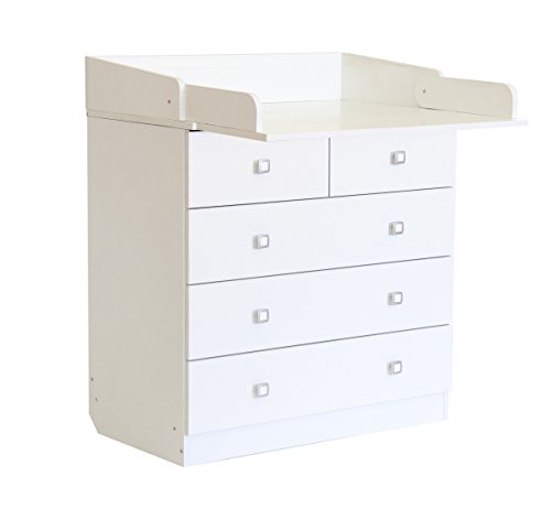 White 5 Drawer Baby Storage Unit with Changing Board