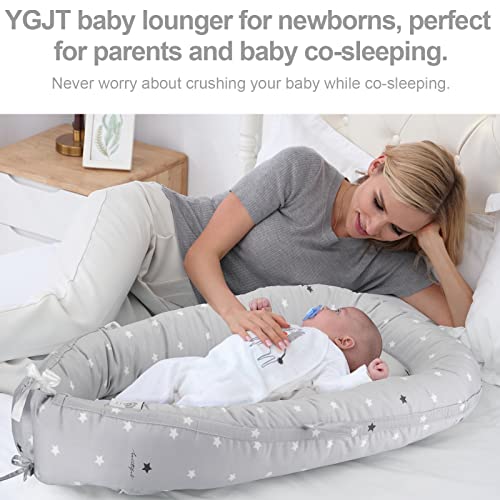 Baby Nest Pod: Lounger for Newborns, 100% Cotton (Grey Stars)