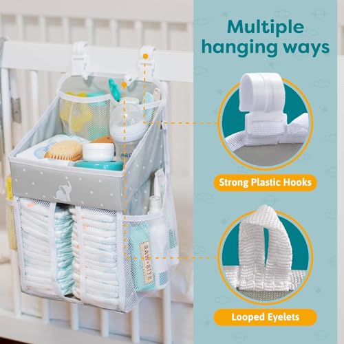 Hanging Changing Table Organizer - Nursery Storage - Grey