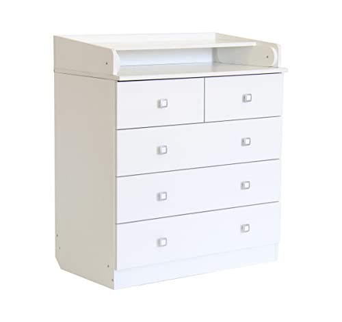 White 5 Drawer Baby Storage Unit with Changing Board
