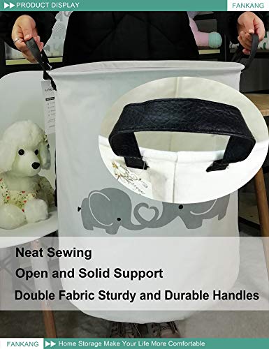 FANKANG Canvas Foldable Nursery Hamper Storage, Gray