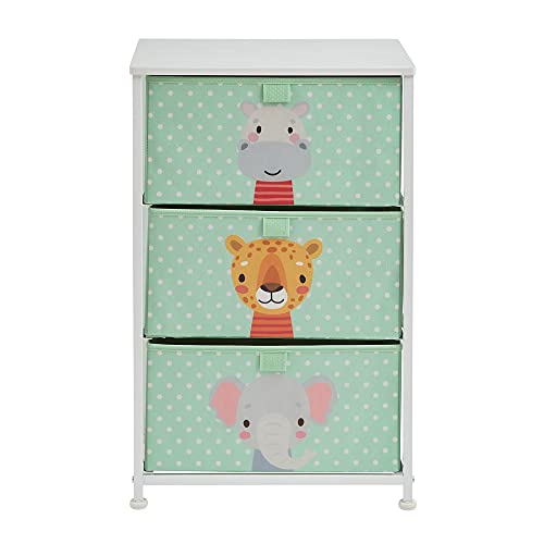 Jungle-themed Kids Chest of Drawers with 3 Bins