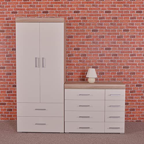 White & Sonoma Oak Bedroom Furniture Set