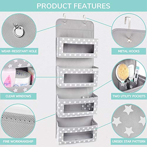 Vesta Baby Hanging Organizer with Hooks - 4-Pocket Nursery Storage