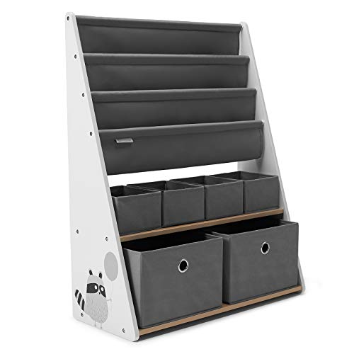 Kinderkraft RACOON Bookshelf Set: White, Bedroom Organizer
