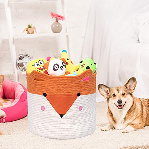 Foldable Cotton Rope Laundry Basket for Kids, Cute Animal Design