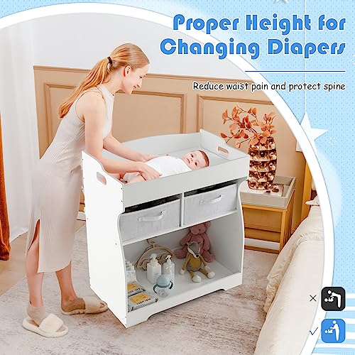 COSTWAY Baby Changing Table with 2 Drawers