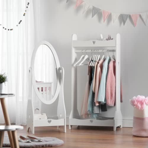 Kids White Wooden Dress Up Rail for Bedroom