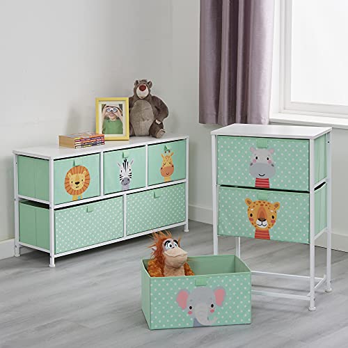 Jungle-themed Kids Chest of Drawers with 3 Bins