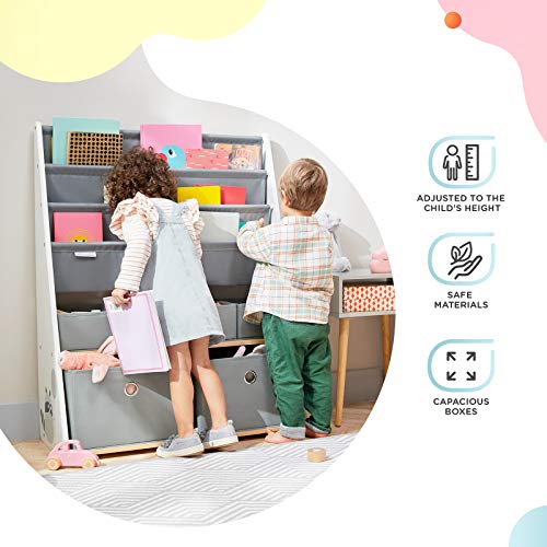 Kinderkraft RACOON Bookshelf Set: White, Bedroom Organizer