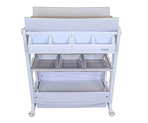 Moda Changing Station with Bath - White Grey Stars and Stripes