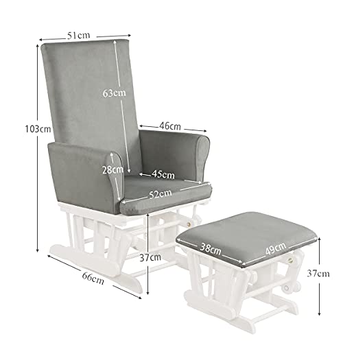 COSTWAY Nursing Glider with Detachable Seat Cover