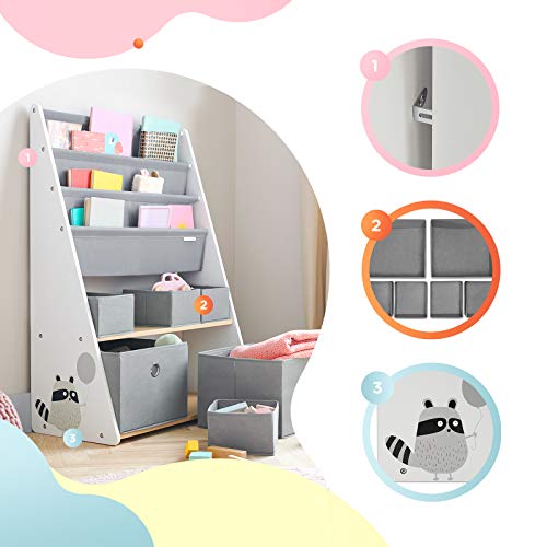 Kinderkraft RACOON Bookshelf Set: White, Bedroom Organizer
