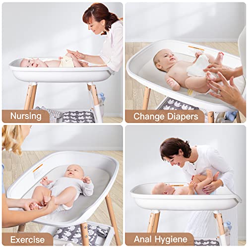 Height Adjustable Baby Changing Table with Storage Rack