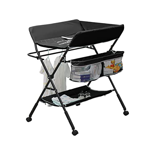 Portable Folding Baby Changing Table with Storage - Black