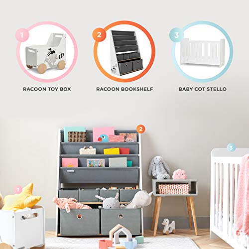 Kinderkraft RACOON Bookshelf Set: White, Bedroom Organizer