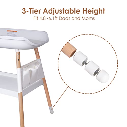 Height Adjustable Baby Changing Table with Storage Rack