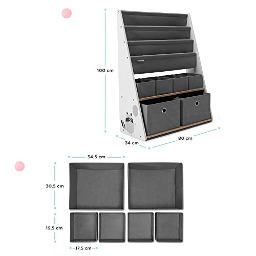 Kinderkraft RACOON Bookshelf Set: White, Bedroom Organizer