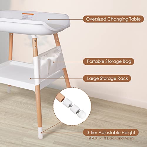 Height Adjustable Baby Changing Table with Storage Rack