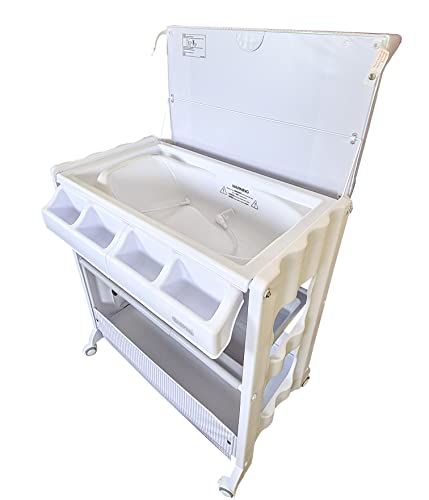 Moda Changing Station with Bath - White Grey Stars and Stripes