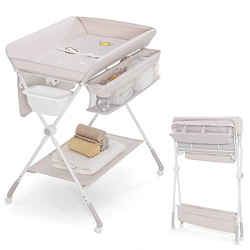 COSTWAY 4-in-1 Baby Changing Table with Wheels