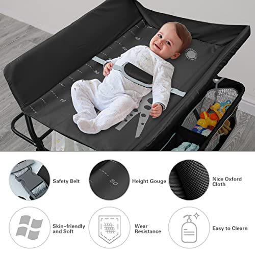 Portable Folding Baby Changing Table with Storage - Black
